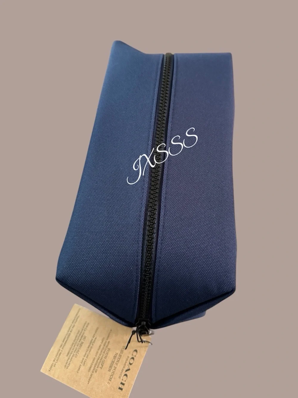 Navy-Blue Coach Beauty (Varsity-Print) Large Cosmetic-Toiletry Bag/Pouch